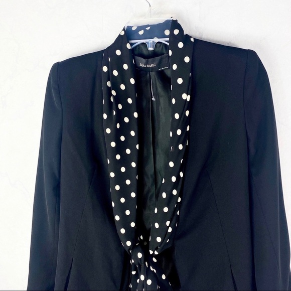 [Zara] Classy Black Polka Dot Scarf Blazer - Picture 4 of 11